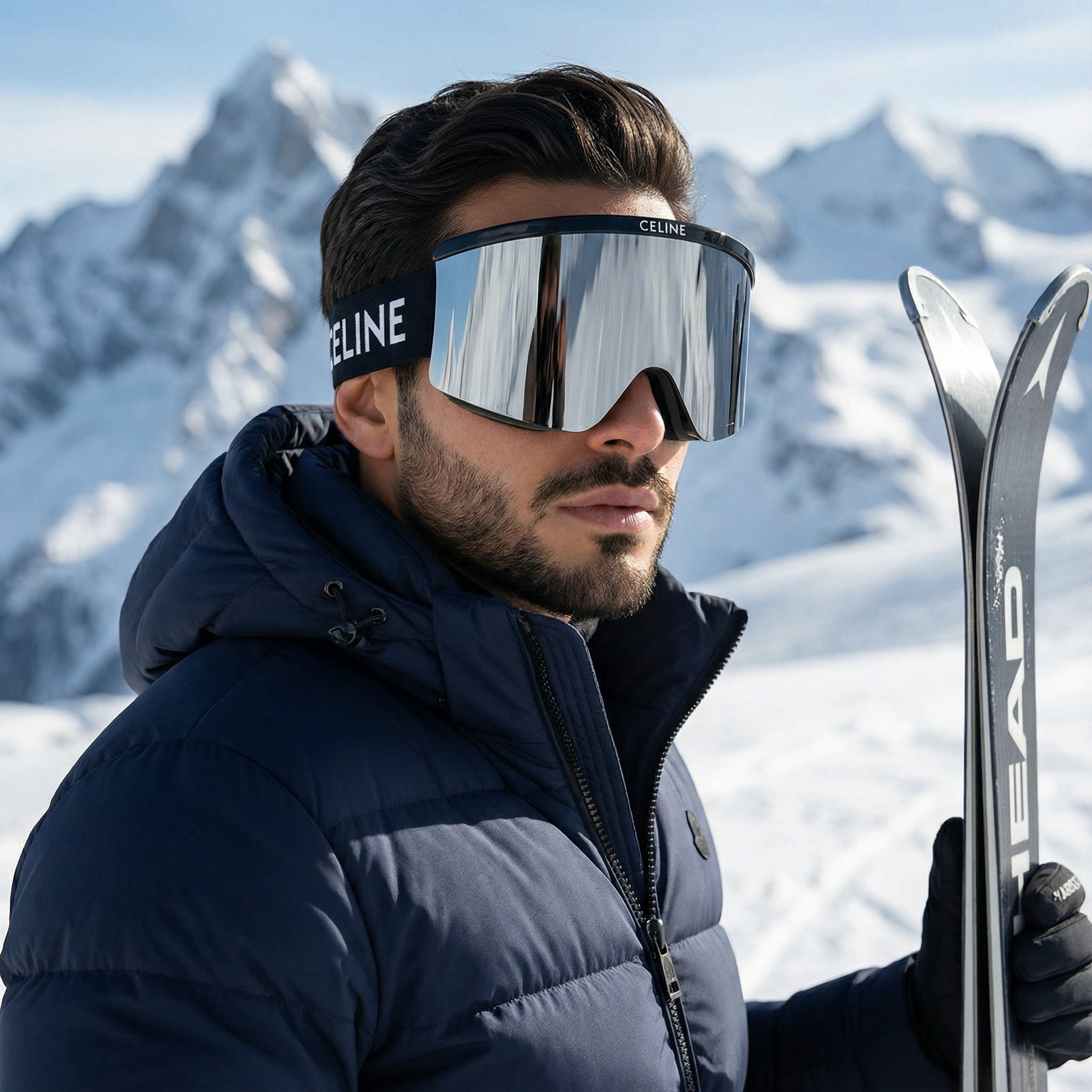 Celine Ski Mask in Injected Nylon - Silver Mirror