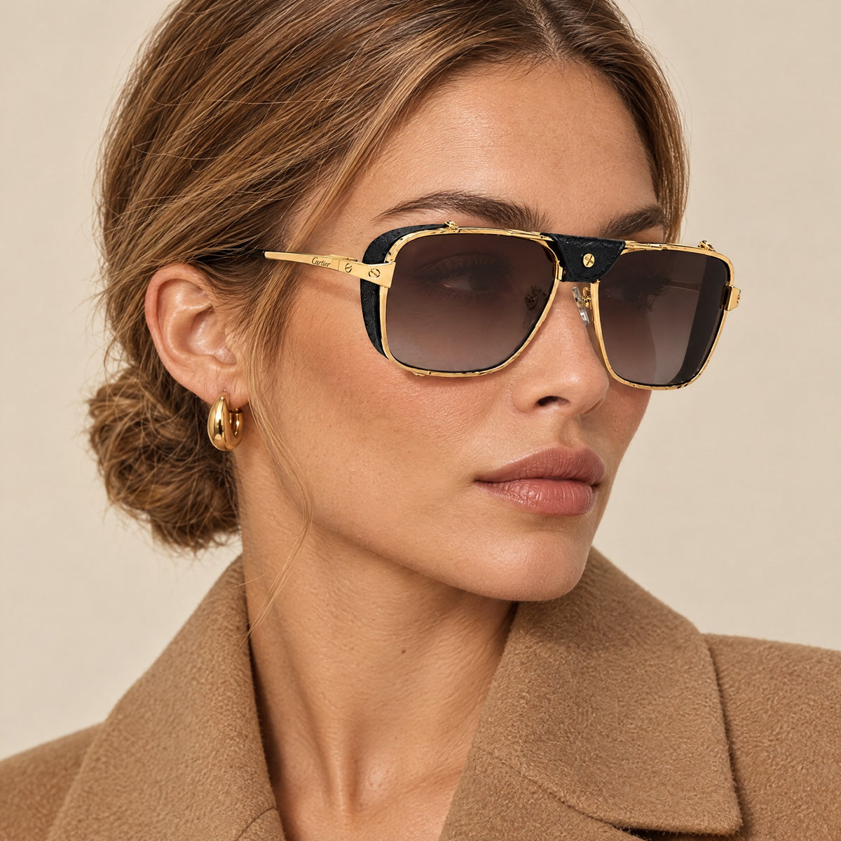Cartier CT0297S Gold Brown Gradient on model