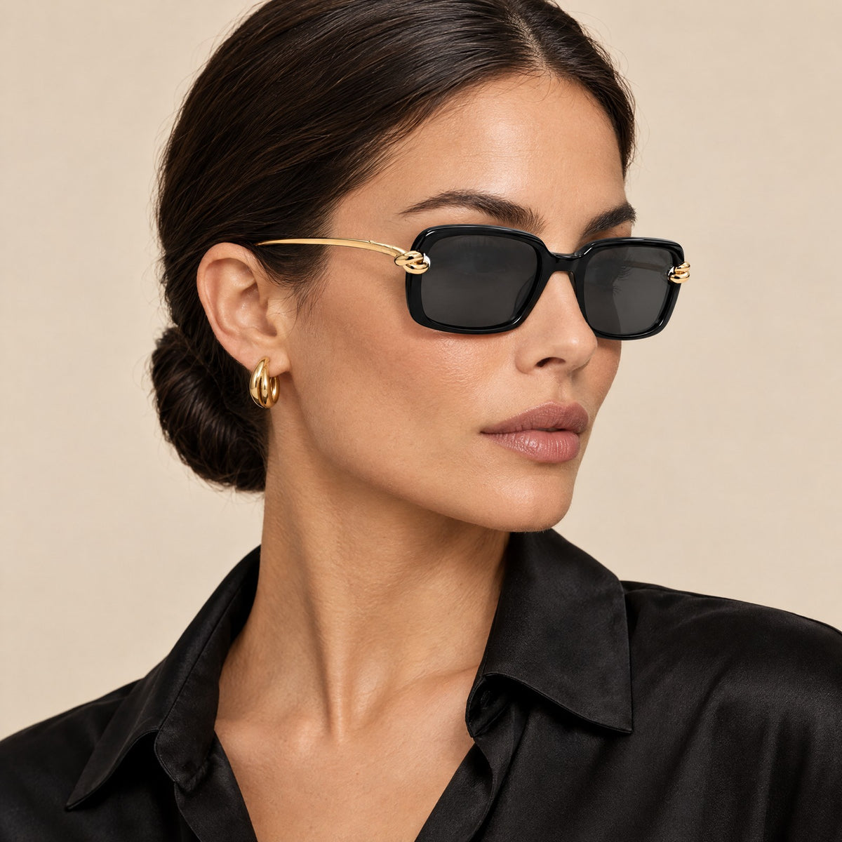 Cartier Trinity Sunglasses Black Black on model