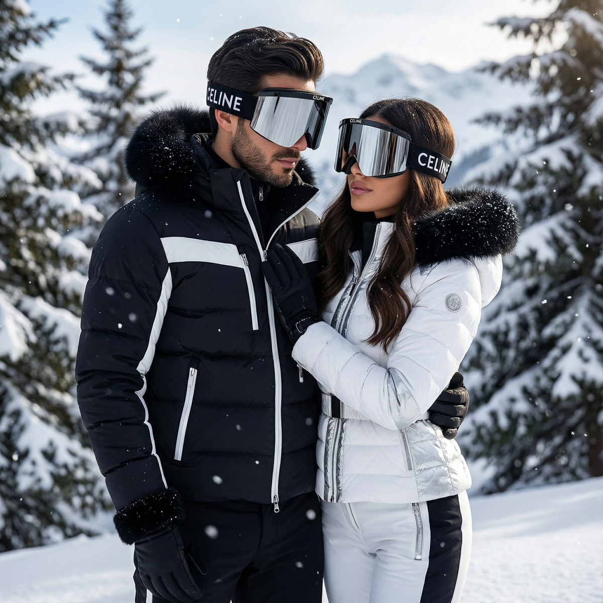 Celine Ski Mask in Injected Nylon - Silver Mirror