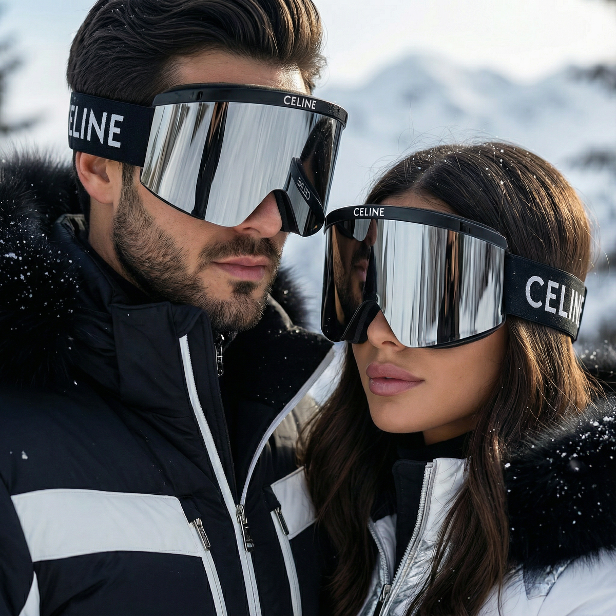 Celine Ski Mask in Injected Nylon - Silver Mirror