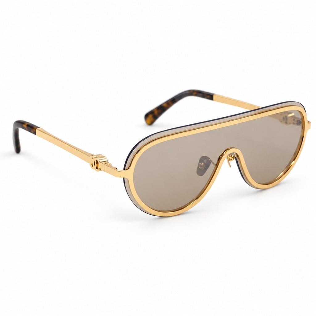 Chanel Mask Shield Sunglasses Sunglasses – Gold Brown