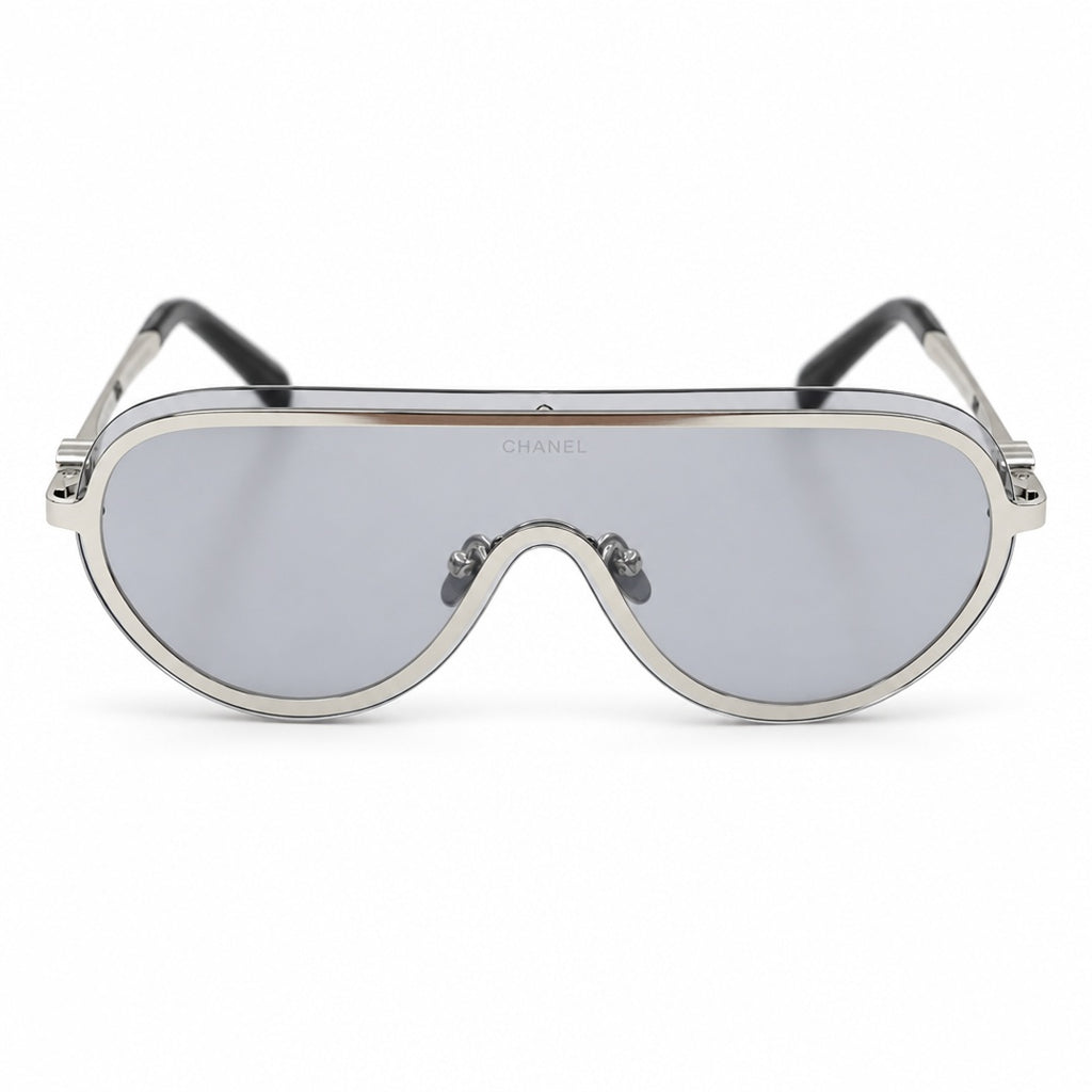 Chanel Mask Shield Sunglasses Sunglasses – Silver Grey