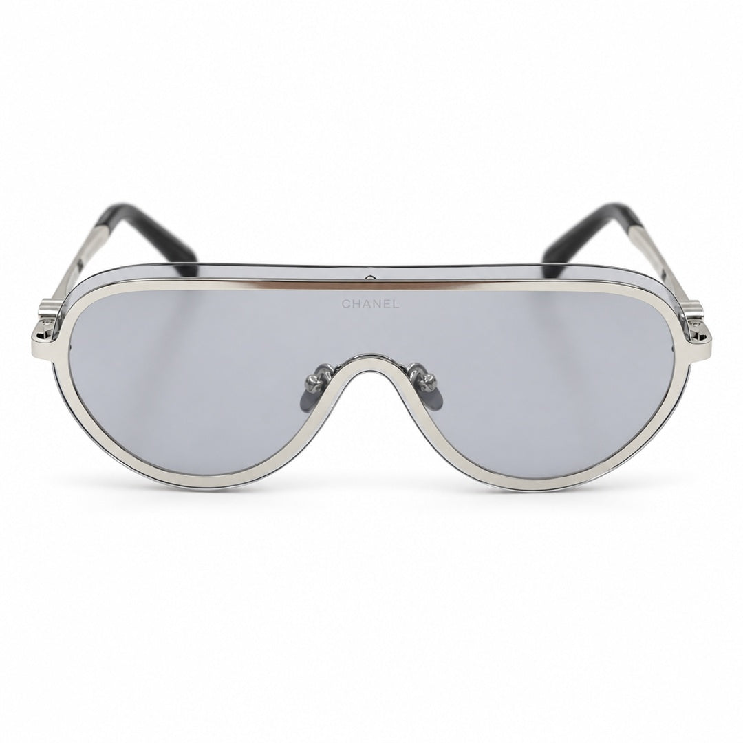 Chanel Mask Shield Sunglasses Sunglasses – Silver Grey