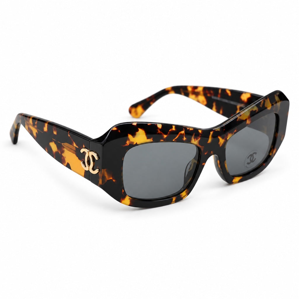 Chanel Rectangle CC Sunglasses Sunglasses – Tortoise Black
