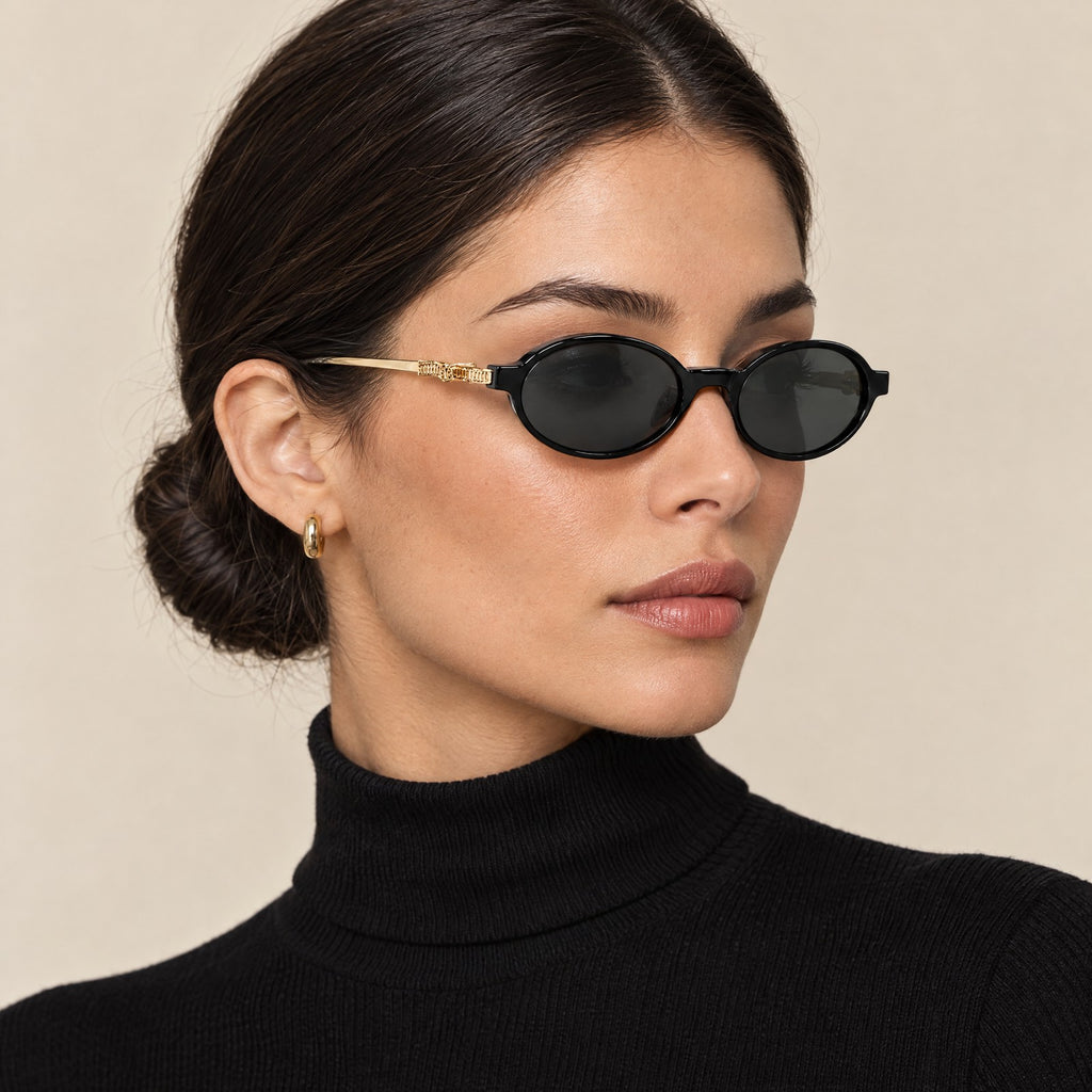 Dior Oval Acetate Sunglasses Black on model
