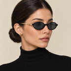 Dior Oval Acetate Sunglasses Black on model
