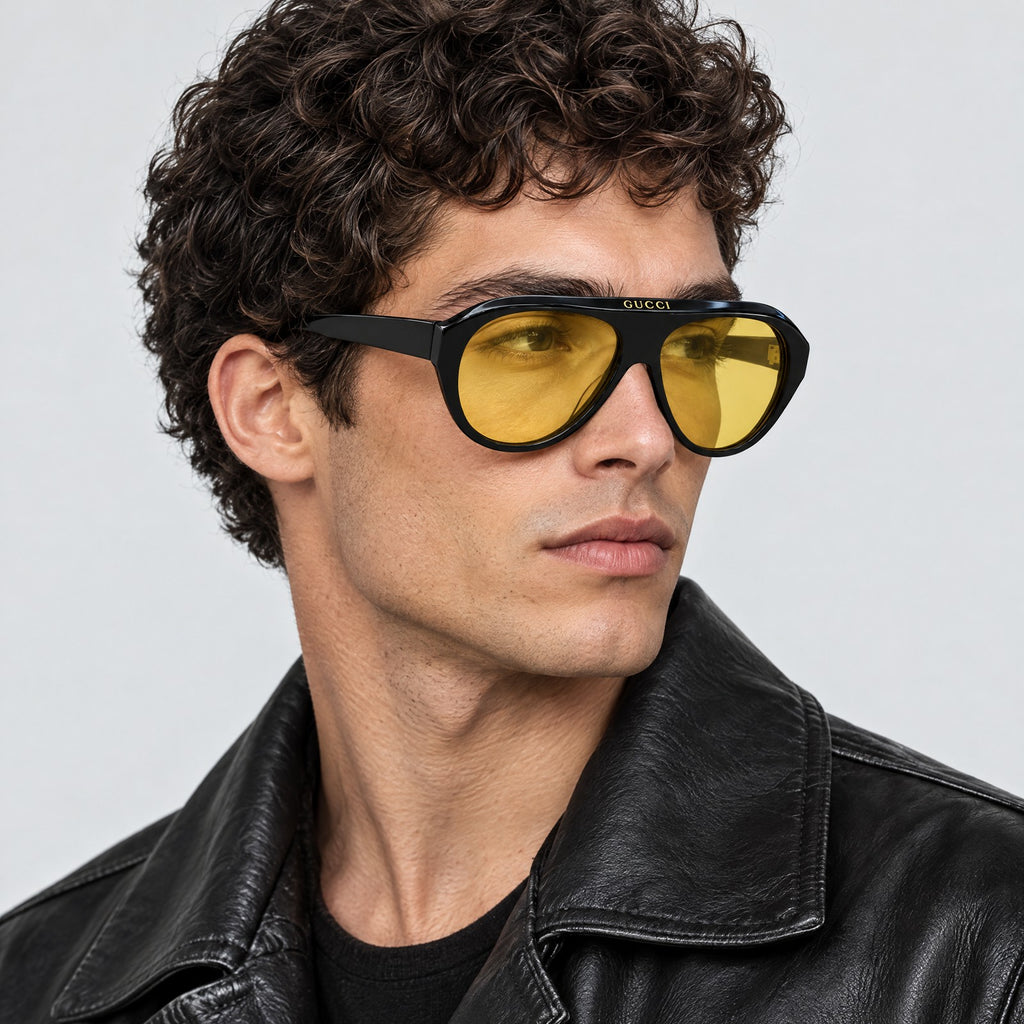 Gucci GG0479S Black Yellow on model