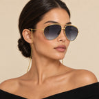 Gucci GG1087S Gold Black Gradient on model