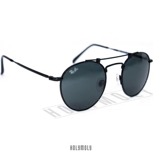 RB8147 Round Double Bridge Titanium Sunglasses