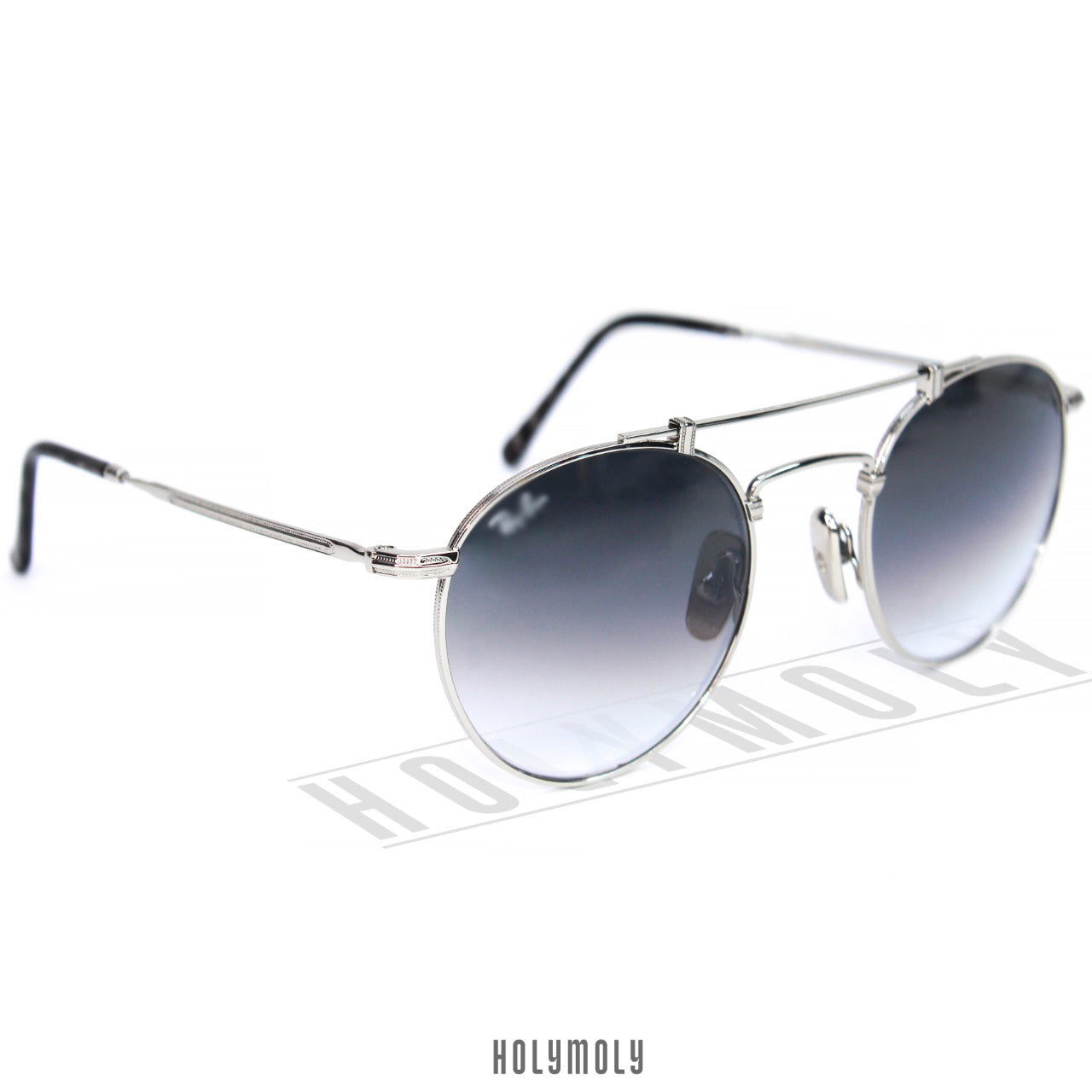 RB8147 Round Double Bridge Titanium Sunglasses
