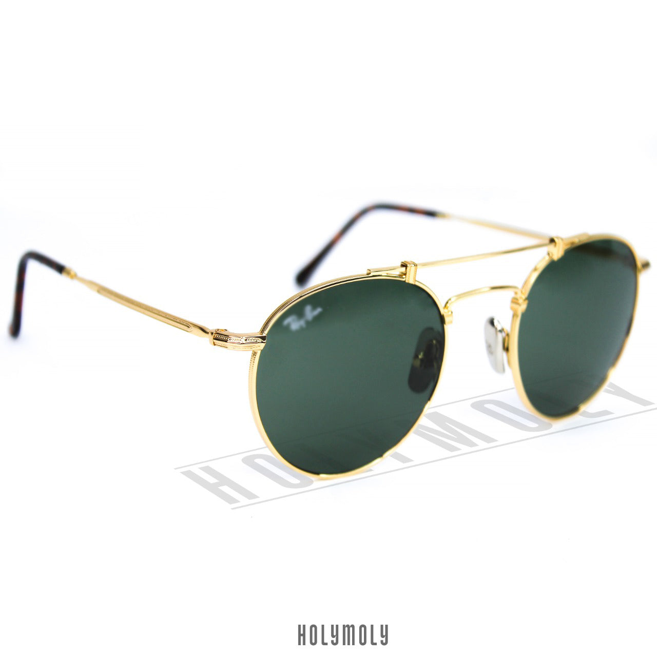 RB8147 Round Double Bridge Titanium Sunglasses