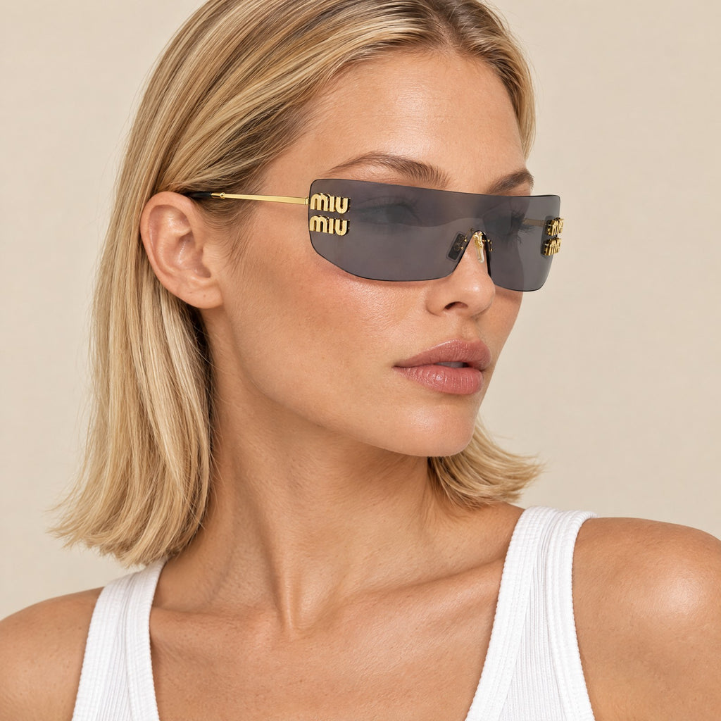 Miu Miu SMU B53S Gold Grey on model