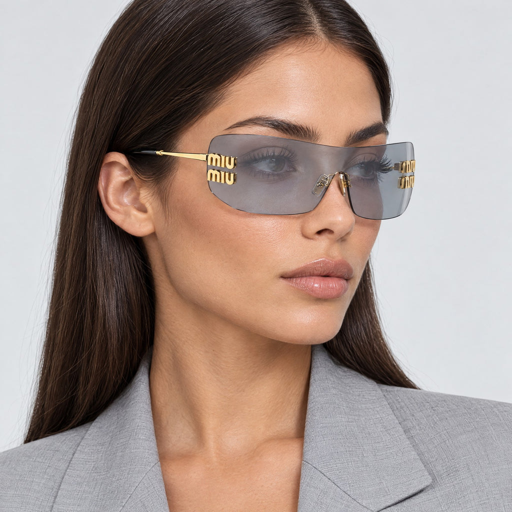 Miu Miu SMU B53S Gold Light Grey on model