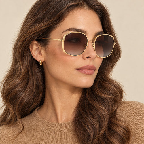 Tom Ford Butterfly Metal Sunglasses Gold Brown Gradient on model