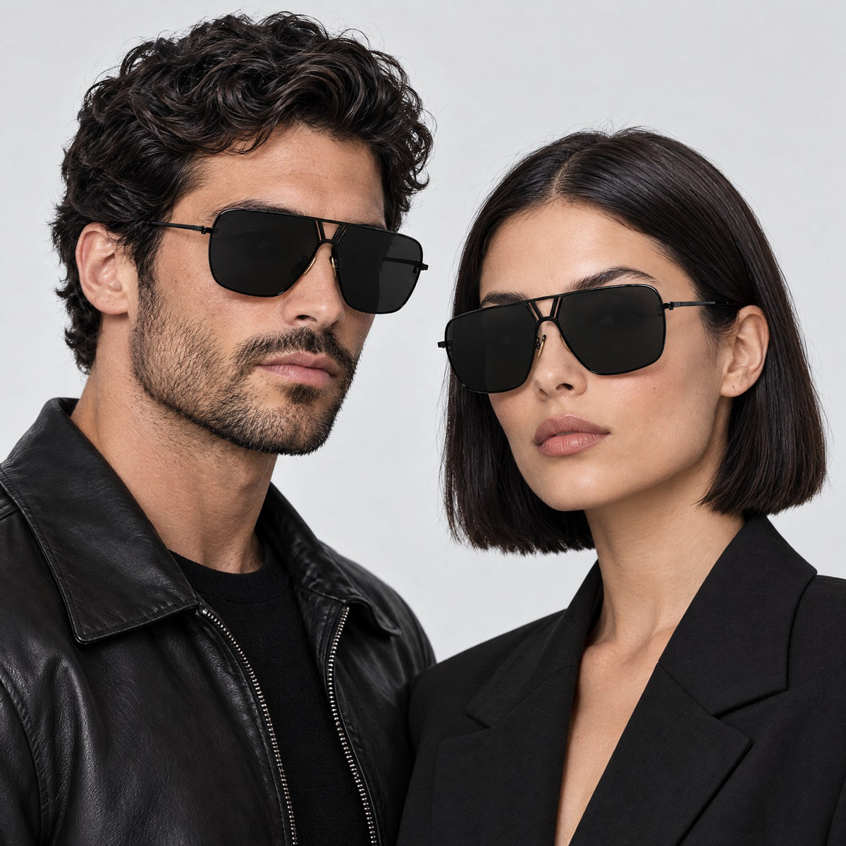 Tom Ford Navigator Shield Sunglasses Black Black on model